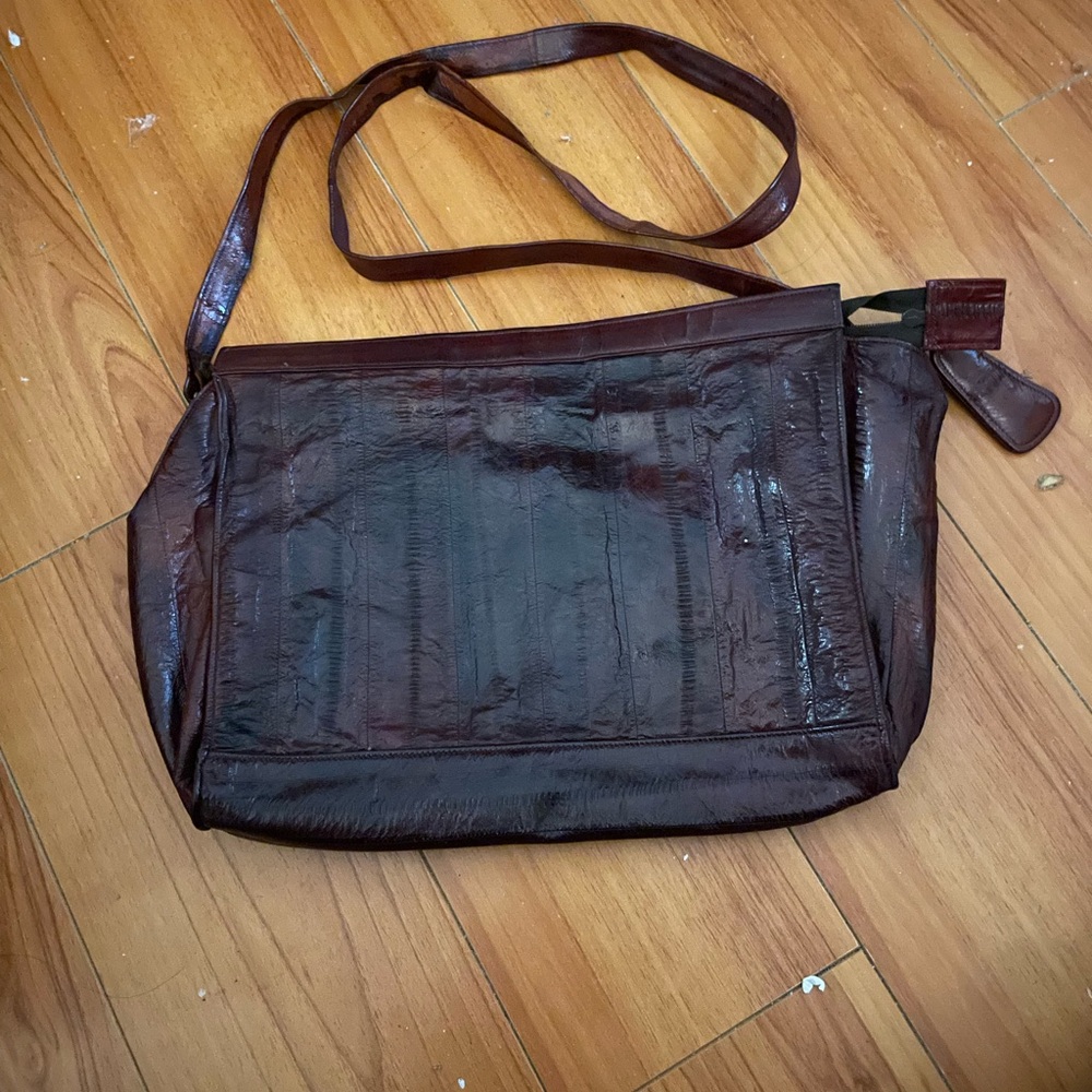 Vintage Brown Eel Skin Shoulder Bag